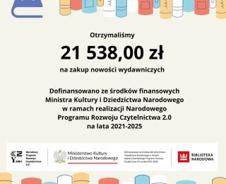 Dofinansowanie w  ramach realizacji Narodowego Programu Rozwoju Czytelnictwa